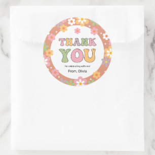 Groovy Daisies Hippie Birthday Thank You Classic Round Sticker