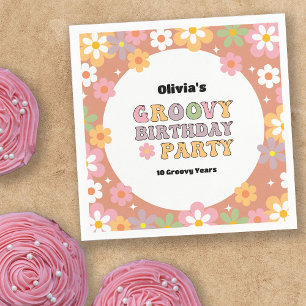 Groovy Daisies Hippie Girl's Birthday Napkin