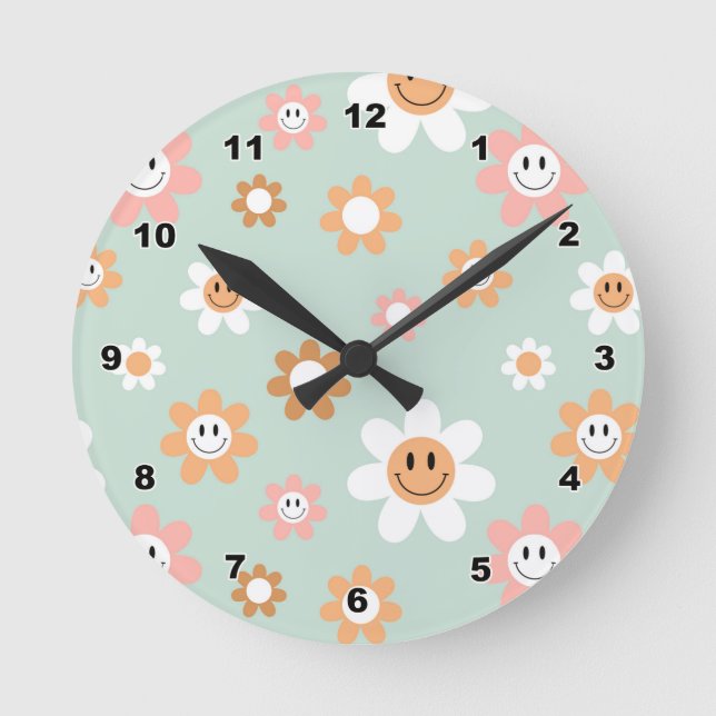 Groovy Daisies Wall Clock (Front)