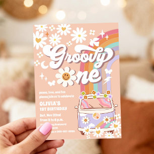 Groovy Daisy 1st Birthday Invitation