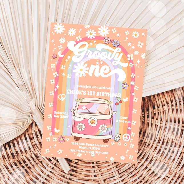 Groovy Daisy 1st Birthday Invitation (Creator Uploaded)