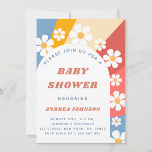 Groovy Daisy Arch Colourful Neutral Baby Shower Invitation