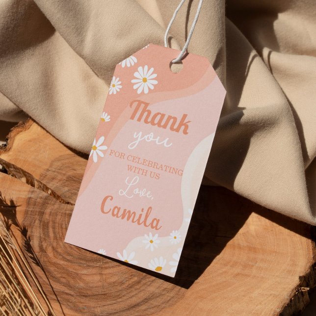 Groovy Daisy Birthday Thank You Tag (Creator Uploaded)