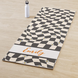 Groovy Daisy Floral Chequerboard, Y2K 90s Yoga Mat