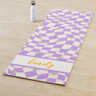 Groovy Daisy Floral Chequerboard, Y2K 90s Yoga Mat