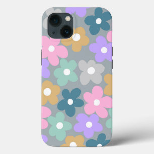 Groovy Daisy Flowers Grey Retro Boho Floral iPhone 13 Case