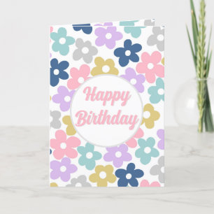 Groovy Daisy Flowers Retro Boho Floral Thank You Card