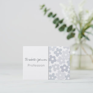 Groovy Daisy Flowers Retro Grey Boho Floral Business Card