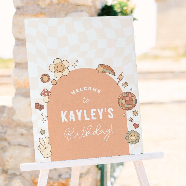Groovy Daisy Girl Birthday Party Welcome Sign (Creator Uploaded)