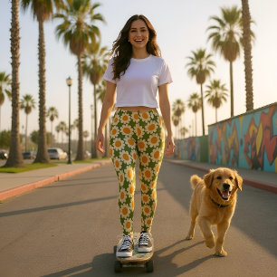 Groovy Daisy green and yellow  Leggings