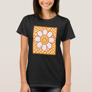 Groovy Daisy Happy Face Flower Chequered Cute For  T-Shirt