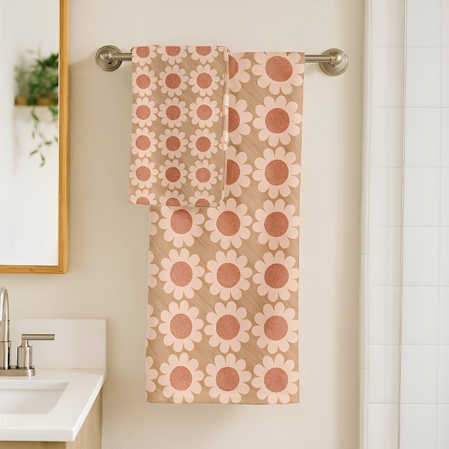 Groovy Daisy neutral  Bath Towel Set (Creator Uploaded)