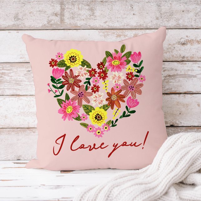 Groovy Daisy Pink Flower heart Valentine Holiday Cushion (Creator Uploaded)