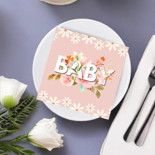 Groovy Daisy Pink FORAL cute baby calligraphy Napkin