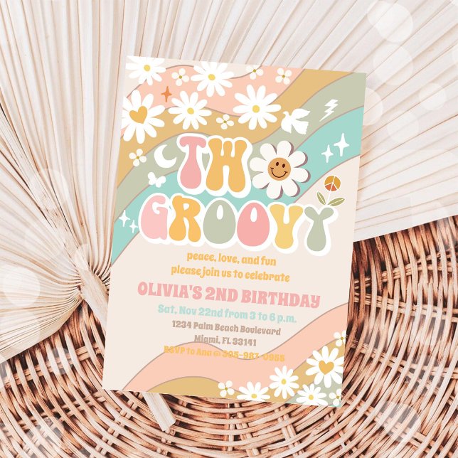 Groovy Daisy Retro Birthday Invitation (Creator Uploaded)