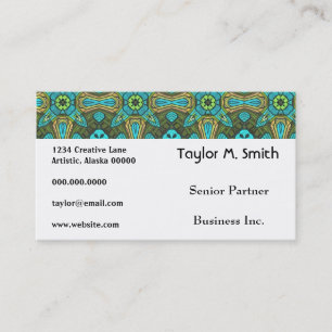 Groovy Decorative Star Pattern Damask Abstract Art Business Card