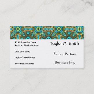 Groovy Decorative Star Pattern Damask Abstract Art Business Card