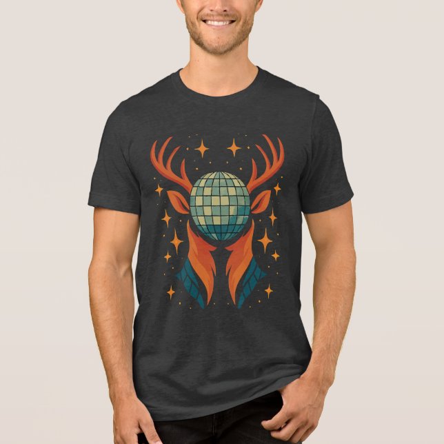 Groovy Deer Head - Disco Ball Forest Spirit Shirt (Front)