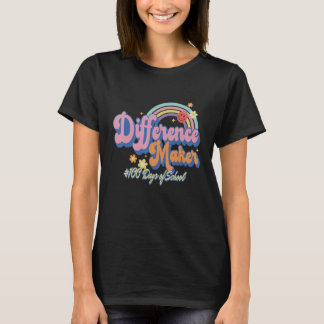 Groovy Difference Maker Rainbow 100 Days Of School T-Shirt