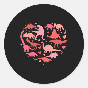Groovy Dinosaur Love Heart T Rex Valentine Day Boy Classic Round Sticker