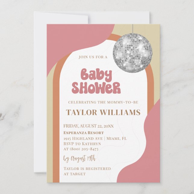Groovy Disco Baby Shower Invitation (Front)