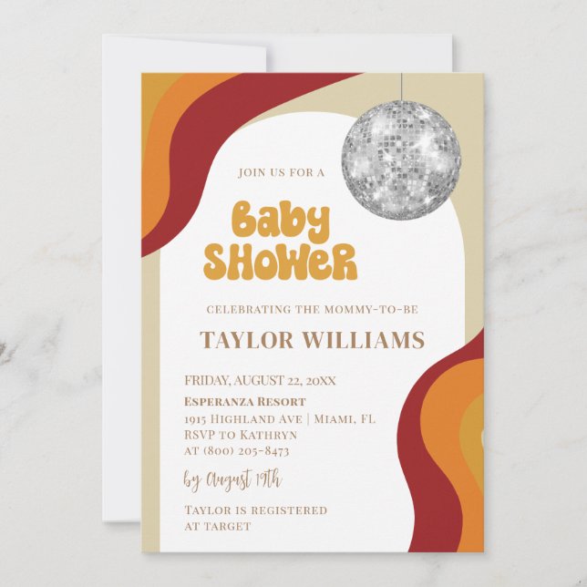 Groovy Disco Baby Shower Invitation (Front)