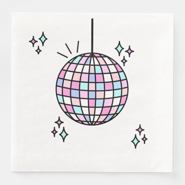Groovy Disco Ball Birthday Napkin (Front)