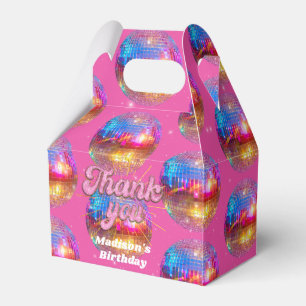Groovy Disco Ball Gold Pink Glitter Birthday Party Favour Box