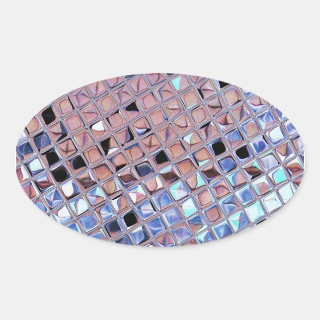 Groovy Disco Ball Mirror Ball Disco Globe Oval Sticker (Front)