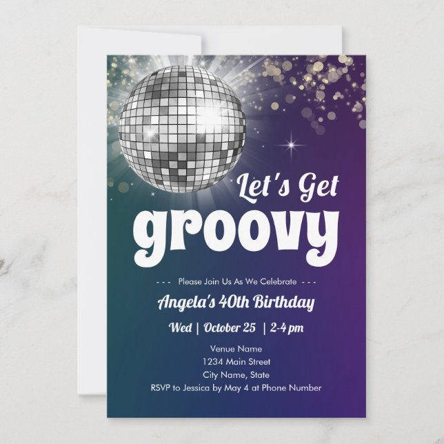 Groovy Disco Dance Party 40th Birthday  Invitation (Front)