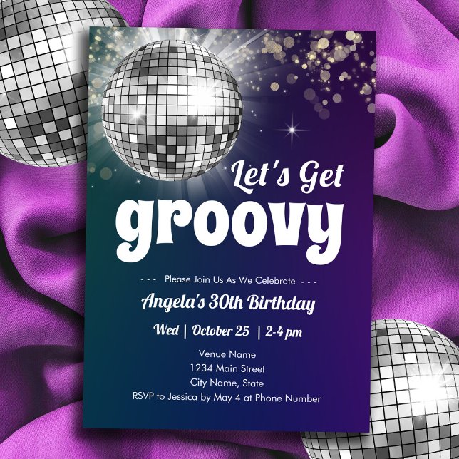 Groovy Disco Dance Party Adult Birthday Invitation (Creator Uploaded)
