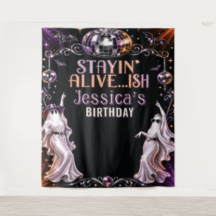 Groovy Disco Ghost Stayin Alive Birthday Tapestry
