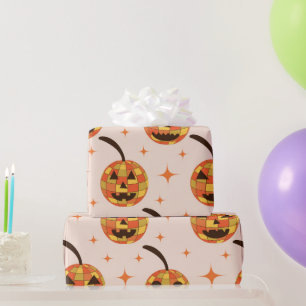 Groovy Disco Halloween Pumpkins Pattern Wrapping Paper