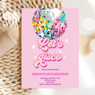Groovy Disco Party Retro 70s Let's Disco Birthday Invitation