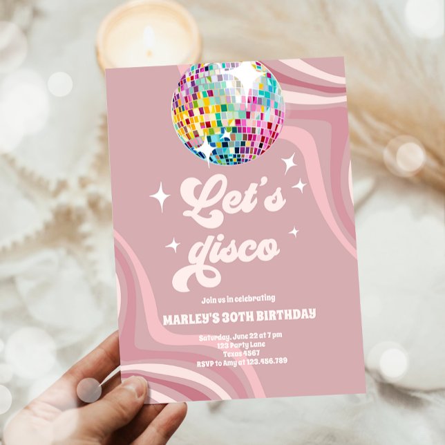 Groovy Disco Party Retro 70s Let's Disco Birthday  Invitation (Creator Uploaded)
