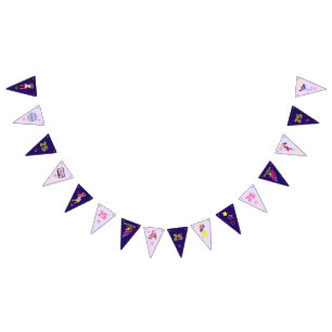 Groovy Disco Purple Party Retro 80s 90s Girls Bunting