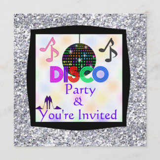 Groovy Disco THEME Party BLING Invitation