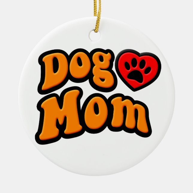 Groovy Dog Mum Drawing Ceramic Tree Decoration (Front)