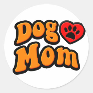 Groovy Dog Mum Drawing Classic Round Sticker