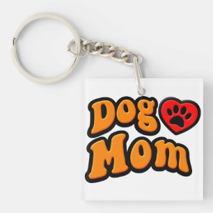 Groovy Dog Mum Drawing Key Ring