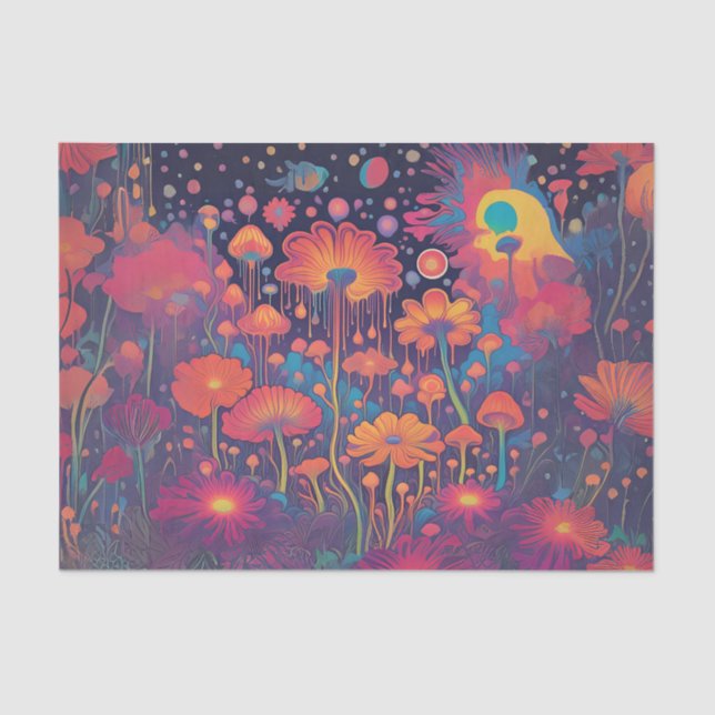 Groovy Dripping Flowers Decoupage Tissue Paper (Front)