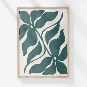 Groovy Dusty Blue Abstract Flower Wall Art