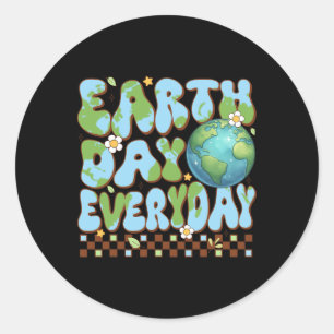 Groovy Earth Day 2025 Everyday For Teacher Men Wom Classic Round Sticker