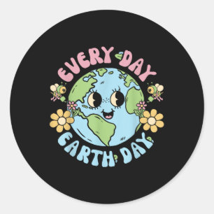 Groovy Earth Day Everyday Teacher Kids Happy Earth Classic Round Sticker