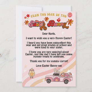 Groovy Easter Bunny letter Invitation