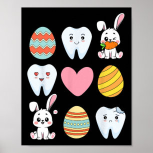Groovy Easter Dentist Dental Istant Oral Hygienist Poster