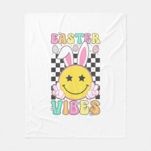 Groovy Easter Vibes Bunny Easter Day Smile Face Gi Fleece Blanket