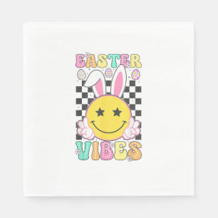 Groovy Easter Vibes Bunny Easter Day Smile Face Gi Napkin