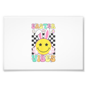 Groovy Easter Vibes Bunny Easter Day Smile Face Gi Photo Print