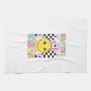 Groovy Easter Vibes Bunny Easter Day Smile Face Gi Tea Towel